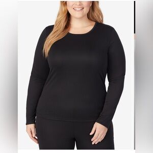 Cuddl Duds Women’s Climatesmart Long Sleeve Tee in Black| Size: 1X